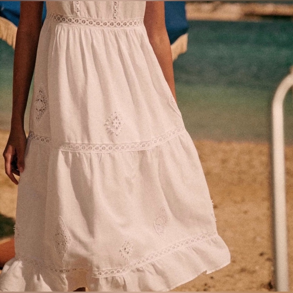 Sézane Zarri Midi Dress White FR34 - Picture 6 of 10